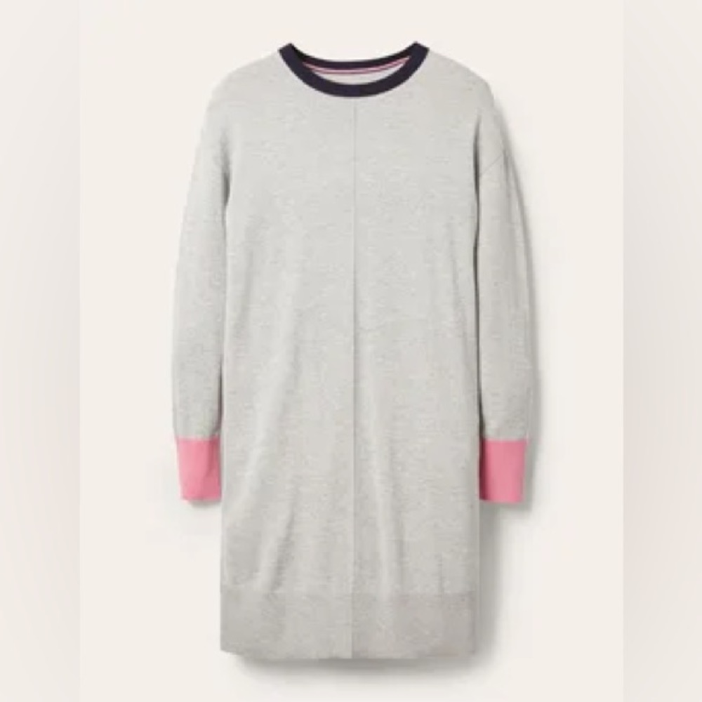 BODEN Colourblock Knitted Dress in Grey Melange Sz 6
